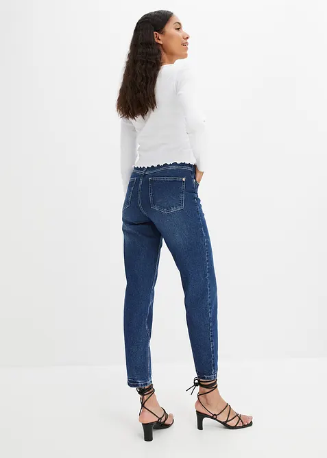 Mom jeans cropped low stretch, vita alta, bonprix