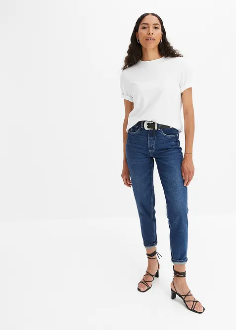 Mom jeans cropped low stretch, vita alta, bonprix
