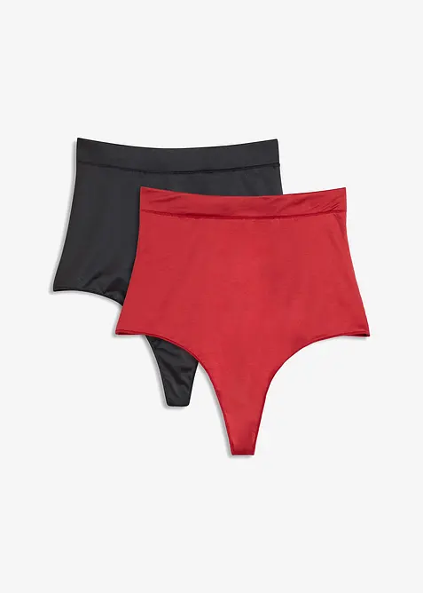 Perizoma a vita alta leggermente modellante con effetto lucido (pacco da 2), bonprix