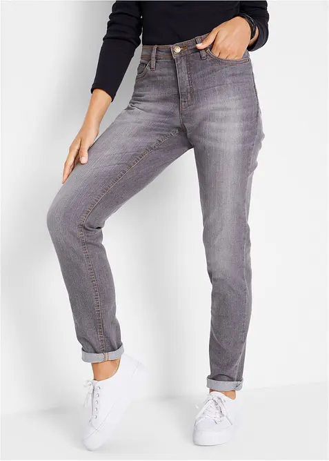 Mom jeans in stretch confortevole, vita media, bonprix