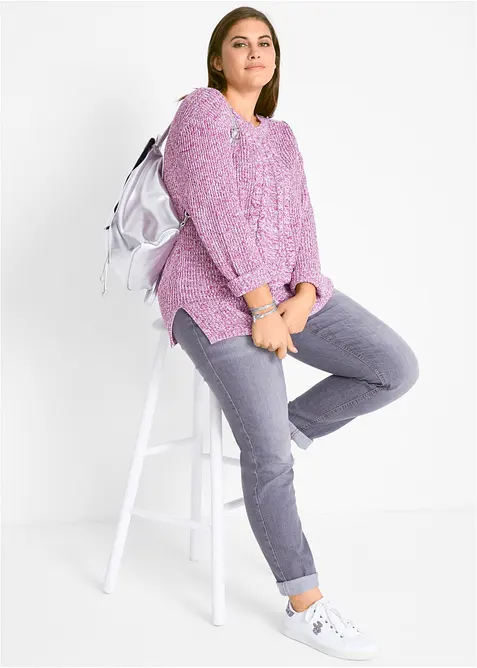 Mom jeans in stretch confortevole, vita media, bonprix