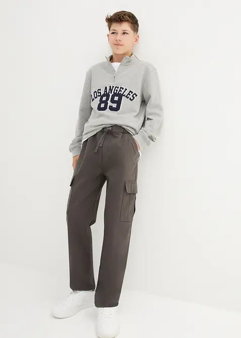 Pantaloni cargo in puro cotone loose fit, straight, bonprix