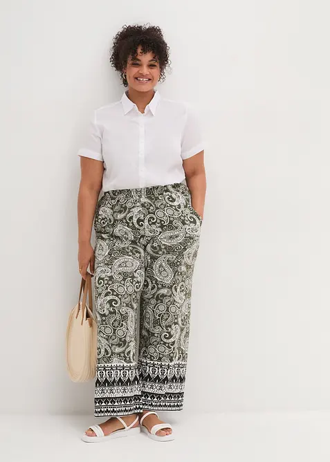 Pantaloni a palazzo in misto viscosa morbido, bonprix