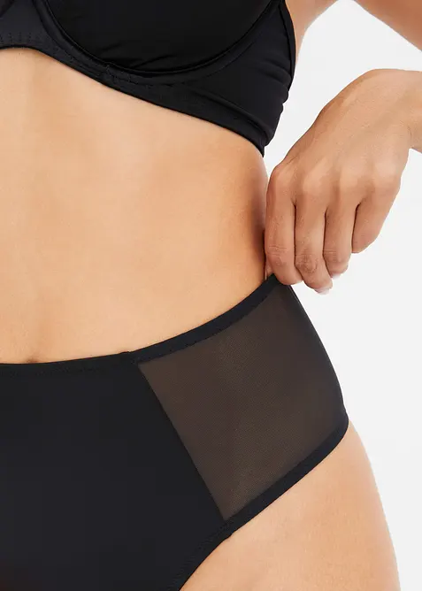 Perizoma a vita alta con inserti in mesh, bonprix
