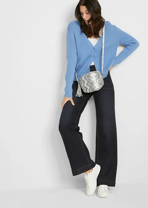 Jeans wide leg con bordo vita confortevole, vita media, bonprix