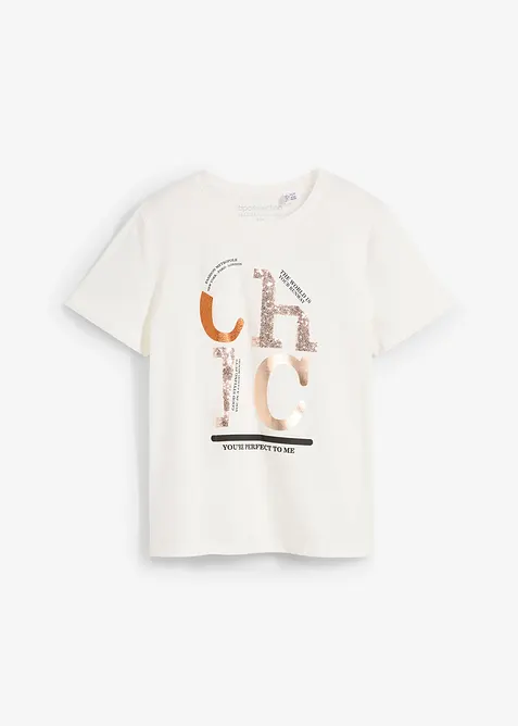 T-shirt con stampa glitterata, bonprix