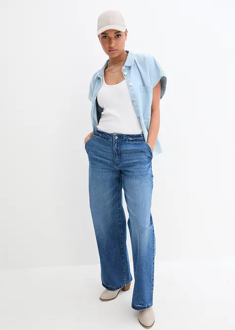 Camicia di jeans boxy cropped, bonprix