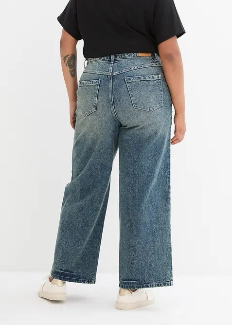 Jeans wide leg leggermente elasticizzati,  vita alta, bonprix
