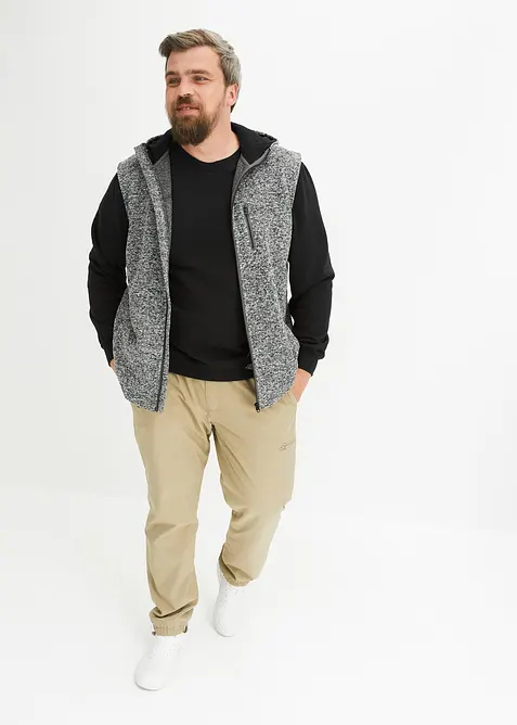 Gilet in pile lavorato a maglia con cappuccio, bonprix
