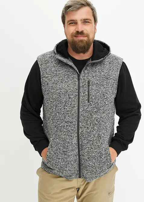 Gilet in pile lavorato a maglia con cappuccio, bonprix