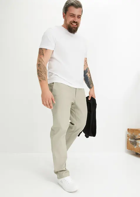 Pantaloni chino elasticizzati con cotone biologico relaxed fit, straight, bonprix