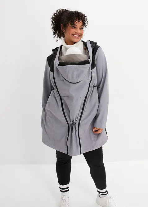 Giacca pr&eacute;maman corta 3 in 1 in softshell con inserto babywearing, bonprix