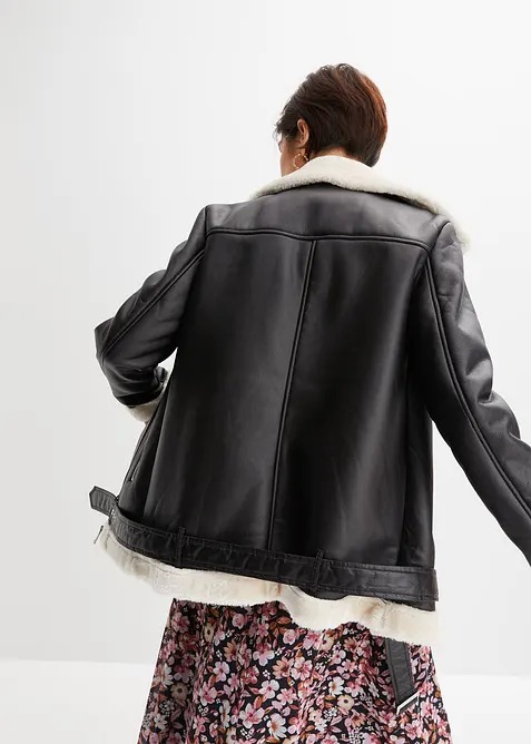 Giacca shearling biker, bonprix