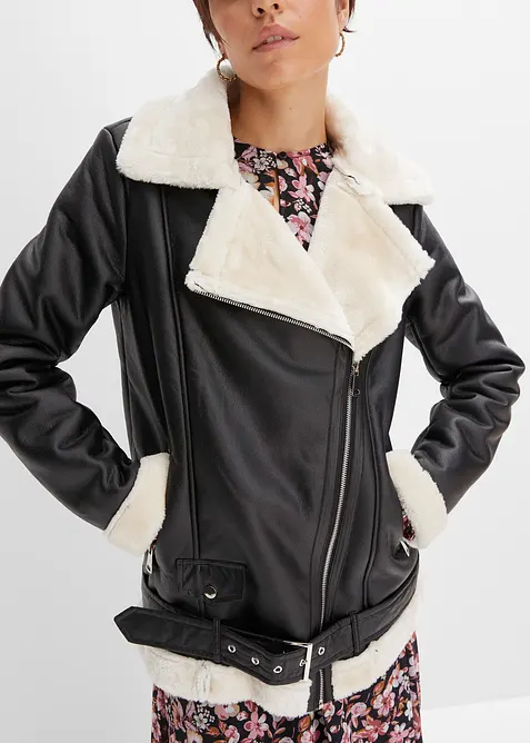Giacca shearling biker, bonprix