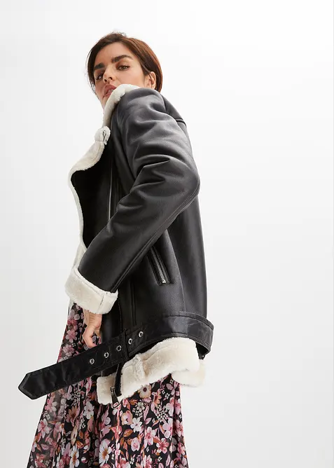 Giacca shearling biker, bonprix