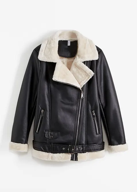 Giacca shearling biker, bonprix