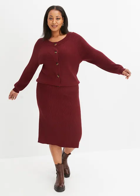 Gonna di maglia a coste in misto viscosa, bonprix