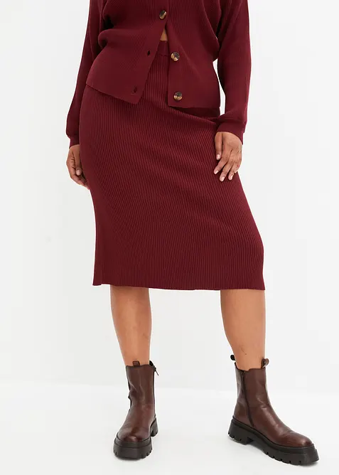 Gonna di maglia a coste in misto viscosa, bonprix