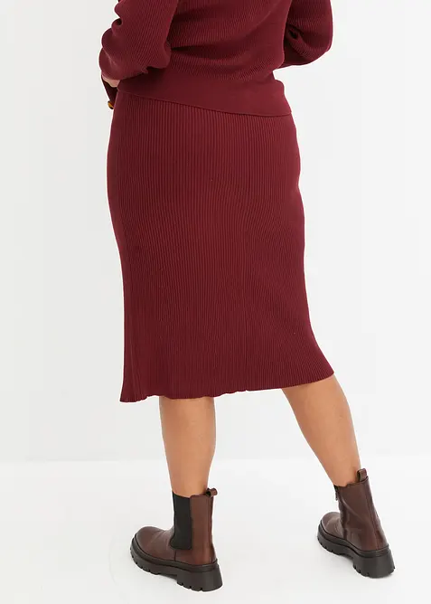 Gonna di maglia a coste in misto viscosa, bonprix