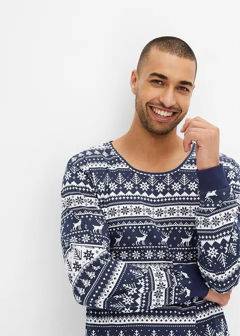 Pigiama da uomo a maniche lunghe in cotone biologico, bonprix