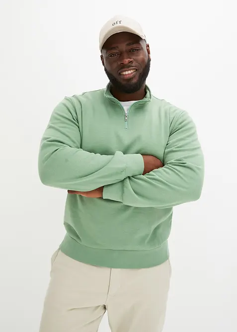 Felpa con colletto e zip, bonprix