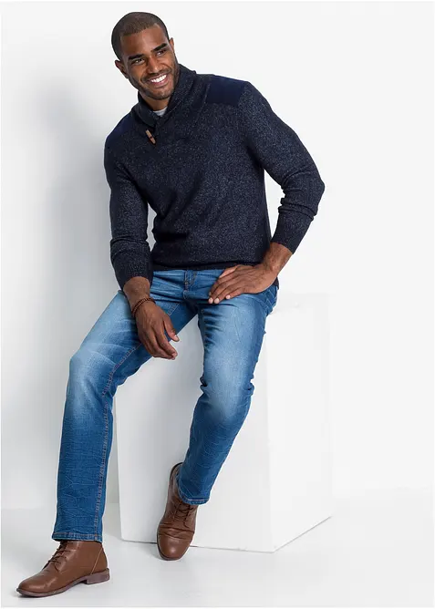 Maglione in filato fine con collo a scialle, bonprix