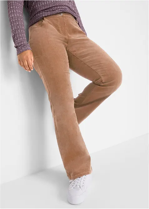 Pantaloni di velluto elasticizzati, bootcut, bonprix