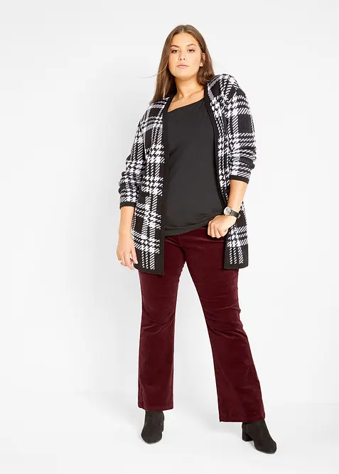 Pantaloni a zampa in velluto a coste elasticizzato con vita alta e comoda, bonprix