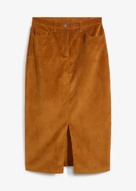 Gonna midi in velluto elasticizzato, bonprix