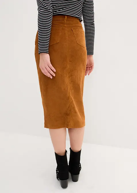 Gonna midi in velluto elasticizzato, bonprix