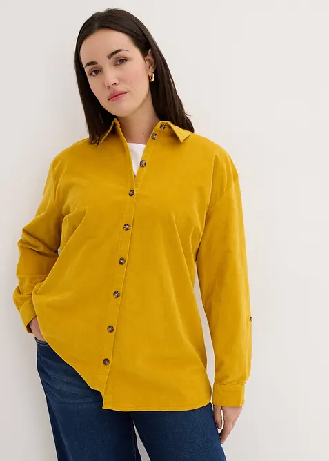 Camicia in velluto con spacchi laterali, bonprix
