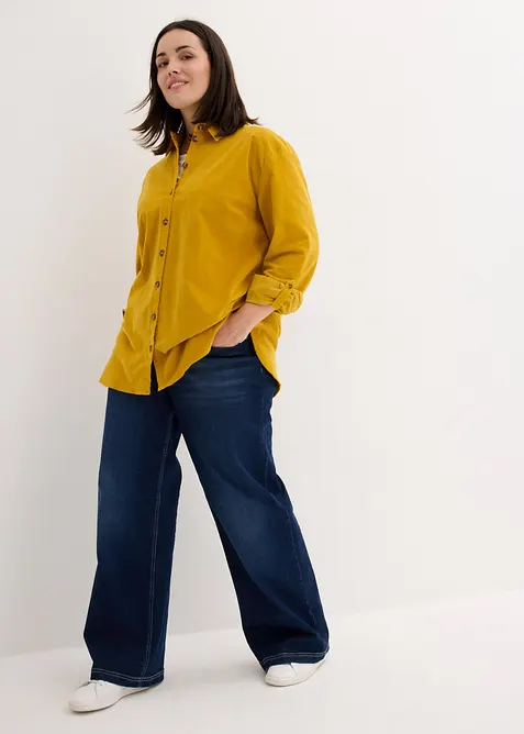 Camicia in velluto con spacchi laterali, bonprix