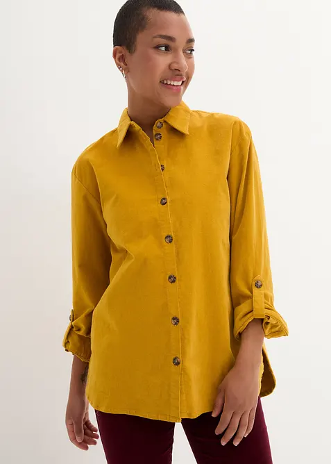 Camicia in velluto con spacchi laterali, bonprix