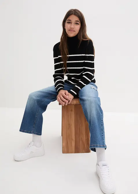 Jeans wide leg, vita media, bonprix