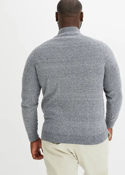 Maglione con collo alto, zip e cotone riciclato, bonprix