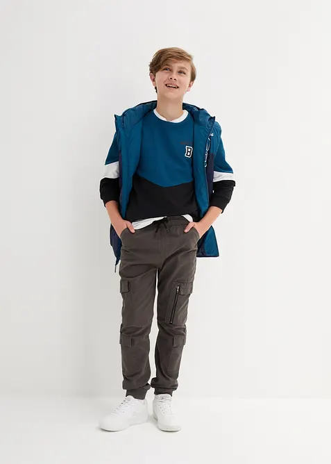 Pantaloni cargo in puro cotone con elastico in vita, regular fit, bonprix