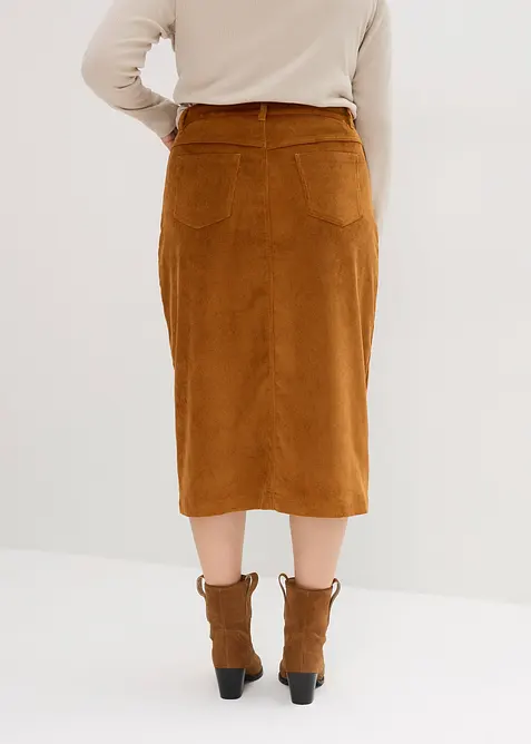 Gonna midi in velluto elasticizzato, bonprix