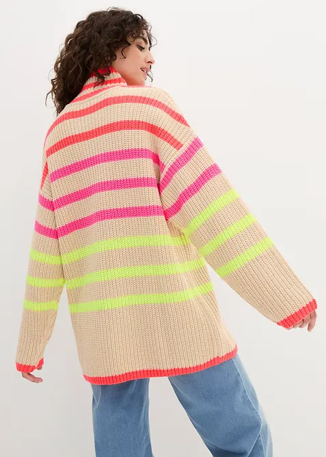 Maglione oversize con righe neon, bonprix