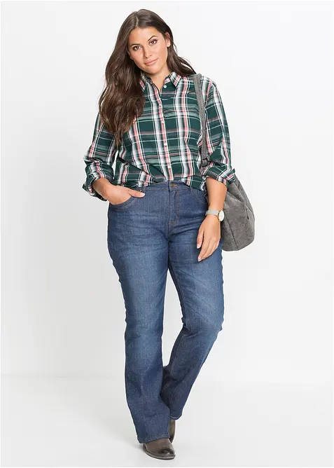 Jeans bootcut termici, vita alta, bonprix