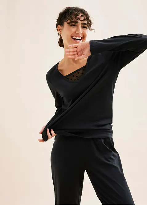 Pigiama con inserto in mesh delicato, bonprix