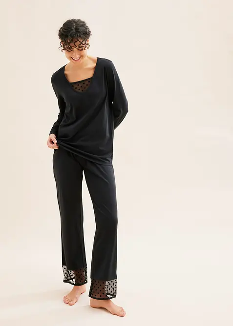 Pigiama con inserto in mesh delicato, bonprix