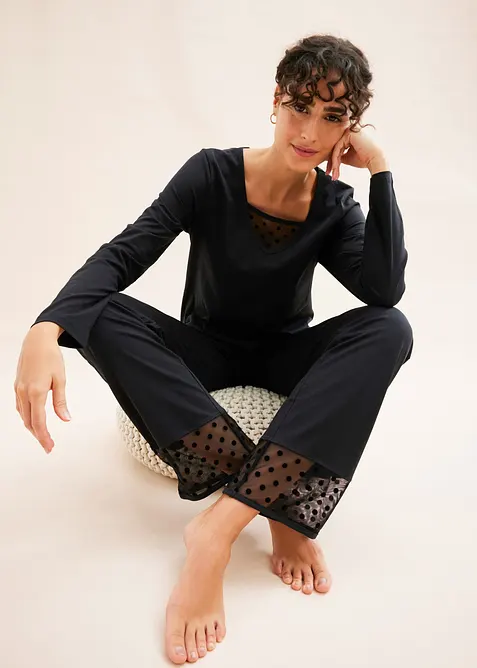 Pigiama con inserto in mesh delicato, bonprix