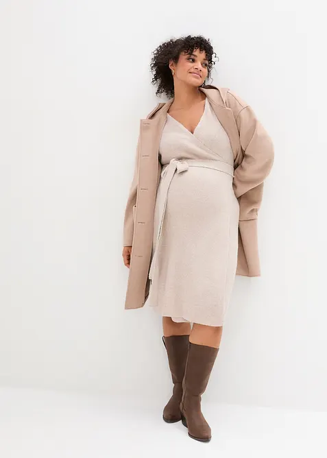 Abito pr&eacute;maman / da allattamento in maglia a coste supersoft, bonprix