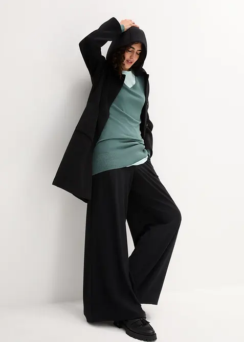 Maglione lungo basic in filato fine con scollo a V, bonprix