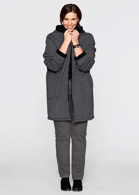 Felpa con zip e  cappuccio in pile teddy, bonprix