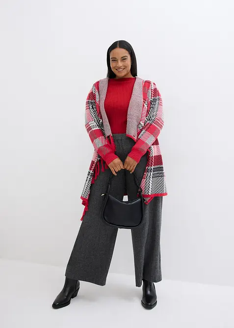 Cardigan di maglia lungo con frange, bonprix