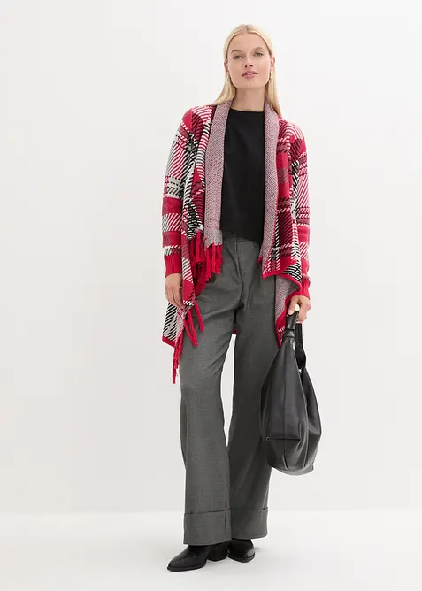 Cardigan di maglia lungo con frange, bonprix