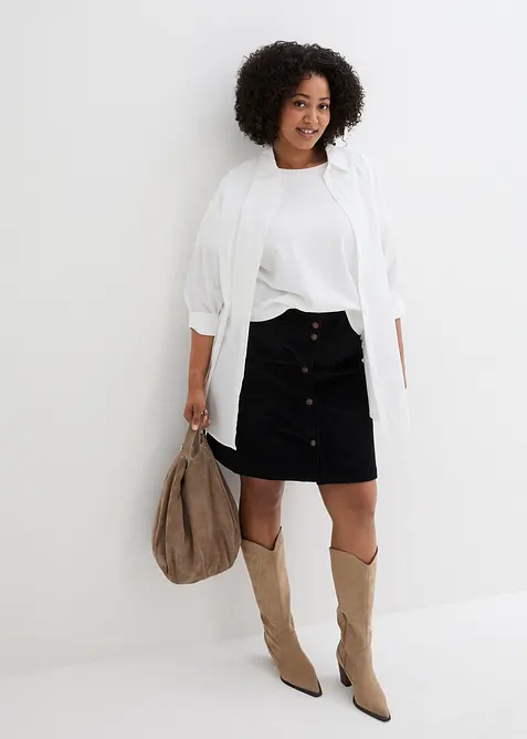 Gonna in velluto elasticizzato con bottoni, bonprix