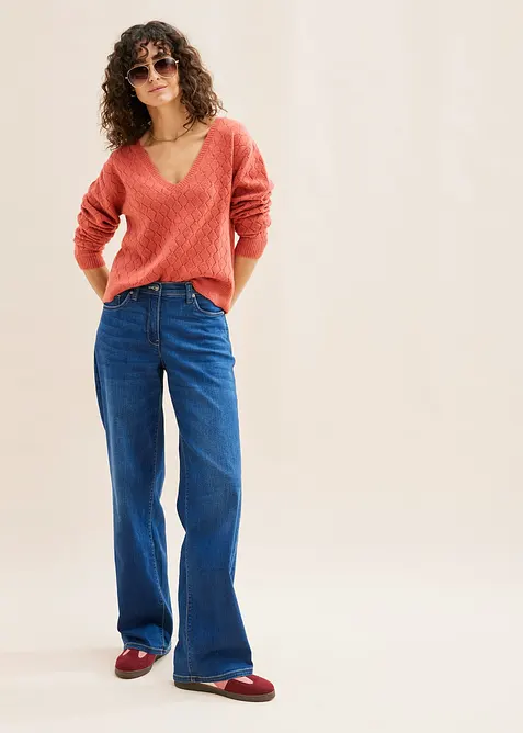 Maglione cropped traforato, bonprix