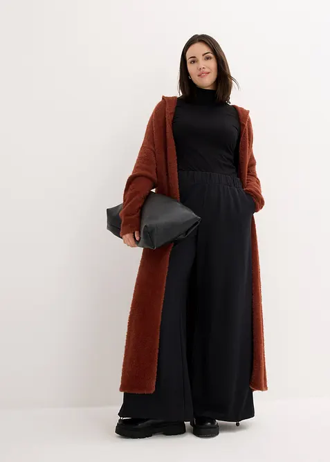 Maxi cardigan in filato piumato soffice, bonprix